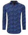 Tom Baine Slim Fit Performance Long Sleeve Geometric Button Down In Blue