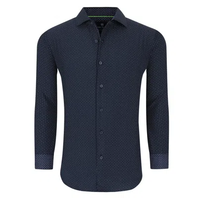 Tom Baine Slim Fit Performance Long Sleeve Geometric Button Down In Blue