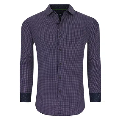 Tom Baine Slim Fit Performance Long Sleeve Geometric Button Down In Blue