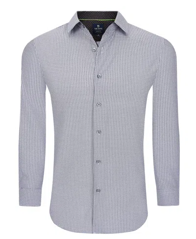 Tom Baine Slim Fit Performance Long Sleeve Geometric Button Down In Grey