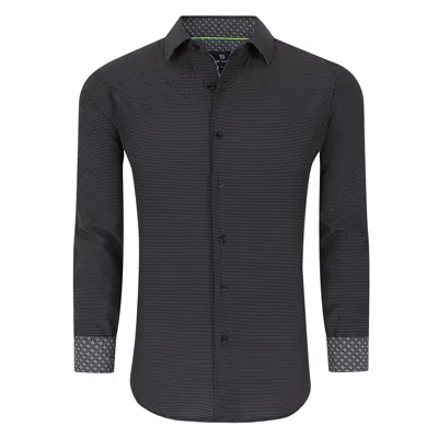 Tom Baine Slim Fit Performance Long Sleeve Geometric Button Down In Multi