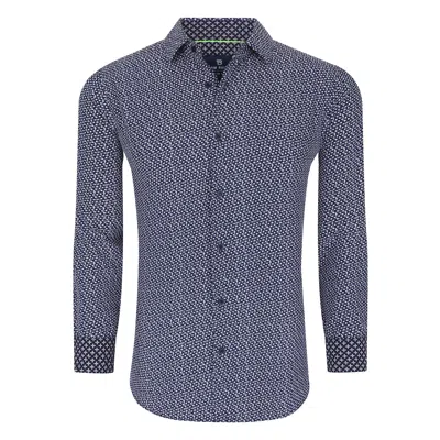 Tom Baine Slim Fit Performance Long Sleeve Geometric Button Down In Multi