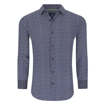 TOM BAINE SLIM FIT PERFORMANCE LONG SLEEVE GEOMETRIC BUTTON DOWN