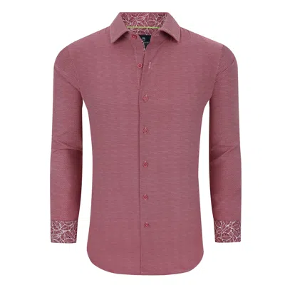Tom Baine Slim Fit Performance Long Sleeve Geometric Button Down In Red