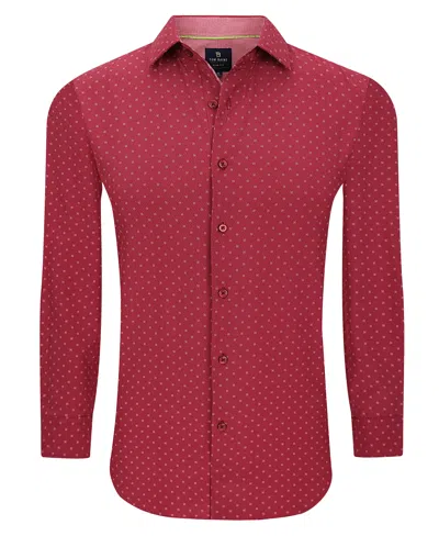 Tom Baine Slim Fit Performance Long Sleeve Geometric Button Down In Red