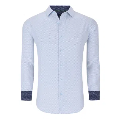 Tom Baine Slim Fit Performance Long Sleeve Geometric Button Down In White