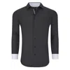 Tom Baine Slim Fit Performance Long Sleeve Geometric Button Down In White