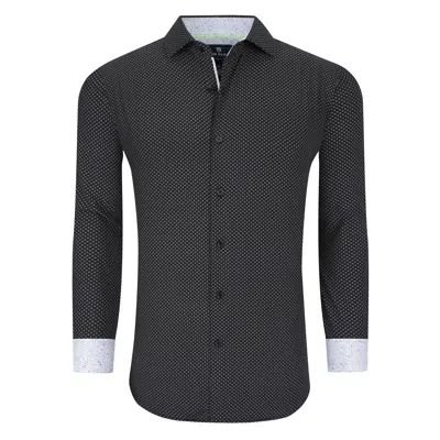 Tom Baine Slim Fit Performance Long Sleeve Geometric Button Down In White