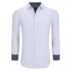 Tom Baine Slim Fit Performance Long Sleeve Geometric Button Down In White
