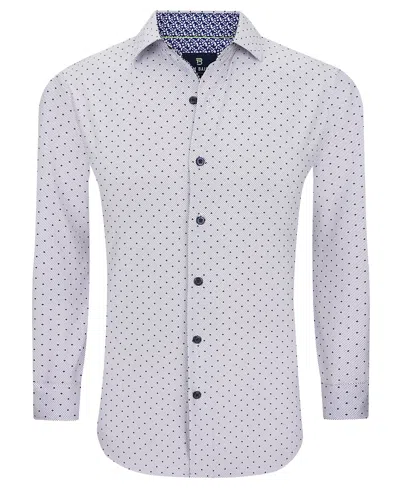 Tom Baine Slim Fit Performance Long Sleeve Geometric Button Down In White