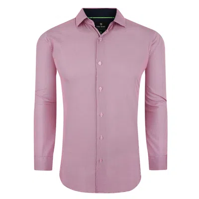 Tom Baine Slim Fit Performance Long Sleeve Mini Plaid Button Down In Pink