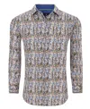 Tom Baine Slim Fit Performance Long Sleeve Printed Button Down In Blue