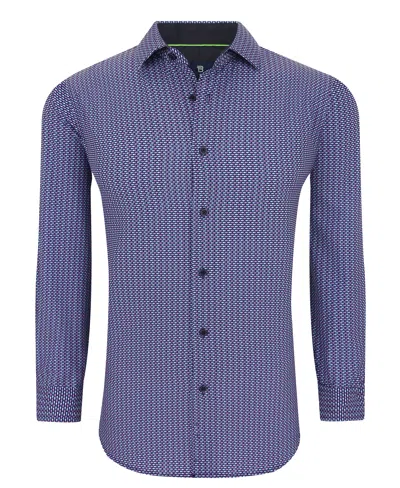 Tom Baine Slim Fit Performance Long Sleeve Printed Button Down In Blue