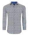 Tom Baine Abstract Print Long Sleeve Slim Fit 4-way Stretch Shirt In Grey