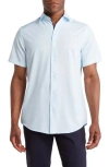 Tom Baine Slim Fit Performance Short Sleeve Button-up Shirt In Blue/white