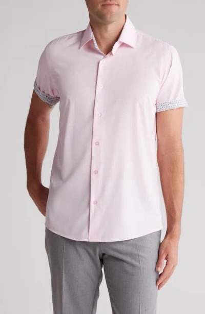 Tom Baine Slim Fit Performance Short Sleeve Button-up Shirt In White