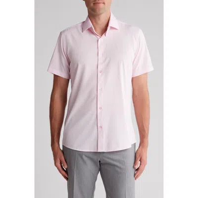 Tom Baine Slim Fit Performance Short Sleeve Button-up Shirt In Light Pink