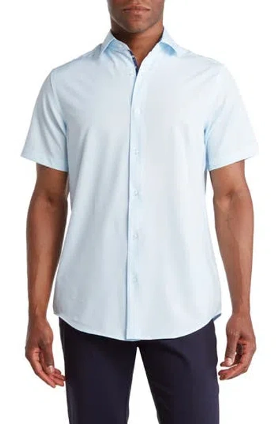 Tom Baine Slim Fit Performance Short Sleeve Button-up Shirt In Blue