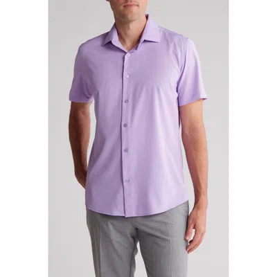 Tom Baine Slim Fit Performance Short Sleeve Button-up Shirt In Purple