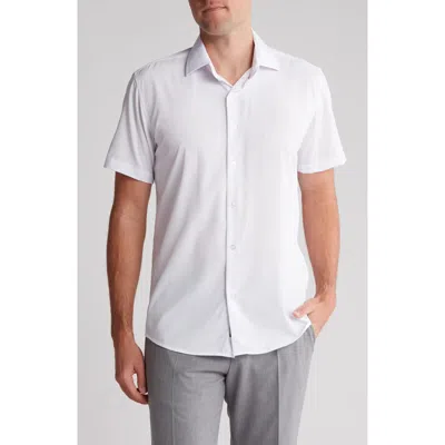 Tom Baine Slim Fit Performance Short Sleeve Button-up Shirt In White