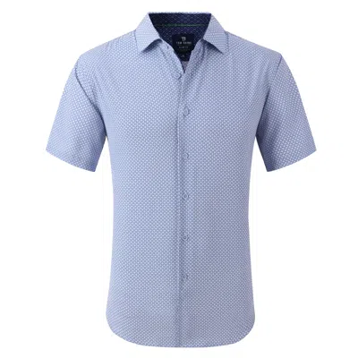 Tom Baine Slim Fit Performance Short Sleeve Geometric Button Down In Blue