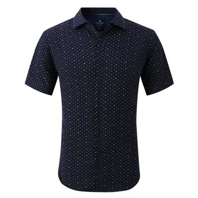 Tom Baine Slim Fit Performance Short Sleeve Geometric Button Down In Blue