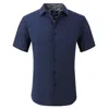 Tom Baine Slim Fit Short Sleeve Performance Stretch Button-up Shirt In Blue