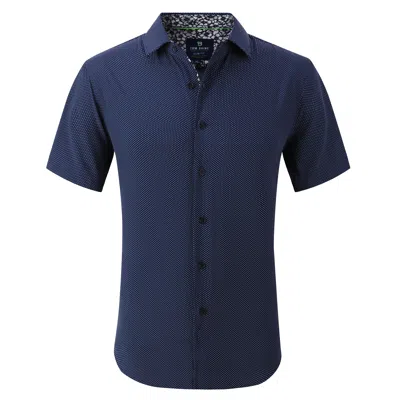 TOM BAINE SLIM FIT PERFORMANCE SHORT SLEEVE GEOMETRIC BUTTON DOWN