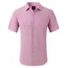 Tom Baine Slim Fit Performance Short Sleeve Geometric Button Down In Pink
