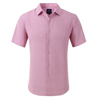Tom Baine Slim Fit Performance Short Sleeve Geometric Button Down In Pink