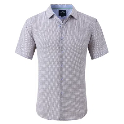 Tom Baine Slim Fit Performance Short Sleeve Geometric Button Down In White