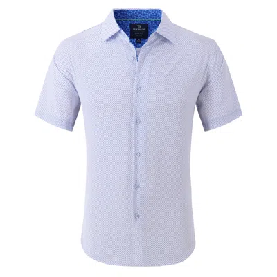 Tom Baine Slim Fit Performance Short Sleeve Geometric Button Down In White