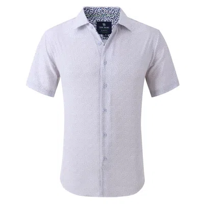 Tom Baine Slim Fit Performance Short Sleeve Geometric Button Down In White