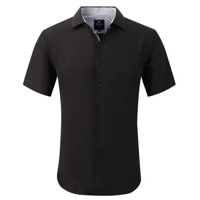 Tom Baine Slim Fit Performance Short Sleeve Solid Button Down In Black