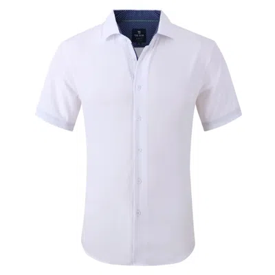 Tom Baine Men's Slim Fit Short Sleeve Performance Button Down Dress Shirt In White