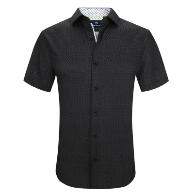 Tom Baine Men's Slim Fit Short Sleeve Performance Stretch Button Down Dress Shirt In Black