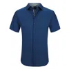 Tom Baine Slim Fit Short Sleeve Performance Stretch Button Down In Blue