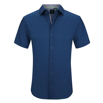 Tom Baine Slim Fit Short Sleeve Performance Stretch Button Down In Blue
