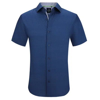 Tom Baine Men's Slim Fit Short Sleeve Performance Stretch Button Down Dress Shirt In Blue