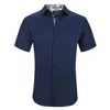 Tom Baine Men's Slim Fit Short Sleeve Performance Stretch Button Down Dress Shirt In Blue
