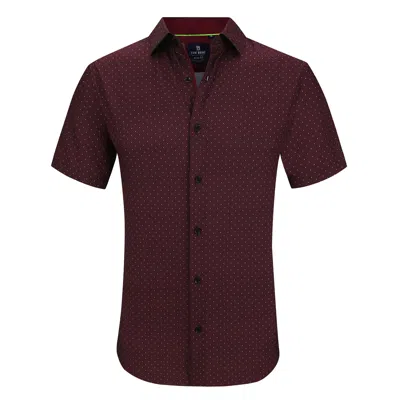 Tom Baine Slim Fit Short Sleeve Performance Stretch Button Down In Red