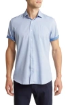 Tom Baine Slim Fit Short Sleeve Performance Stretch Button-up Shirt In Burgundy