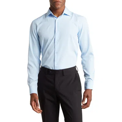 Tom Baine Slim Fit Solid Wrinkle Resistant Performance Stretch Button-up Shirt In Light Blue