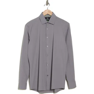 Tom Baine Slim Fit Solid Wrinkle Resistant Performance Stretch Button-up Shirt In Silver