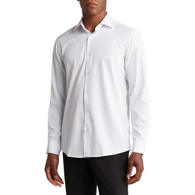 Tom Baine Slim Fit Solid Wrinkle Resistant Performance Stretch Button-up Shirt In White