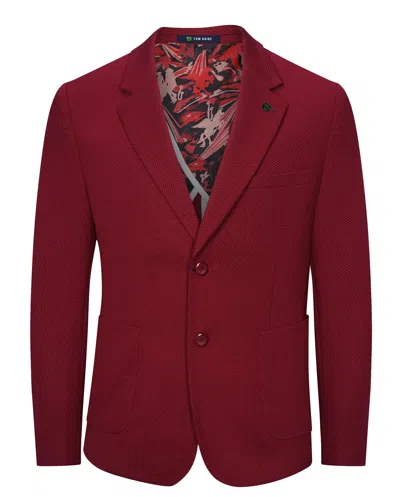 Tom Baine Slim Fit Waffle Performance Stretch Solid Sport Coat In Red
