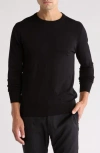 Tom Baine Solid Crewneck Pullover In Black
