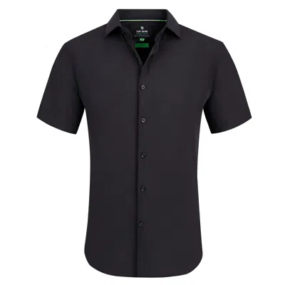 Tom Baine Men's Slim Fit Short Sleeve Performance Button Down Dress Shirt In Black