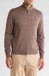 Tom Baine Solid Quarter Zip Pullover In Brown