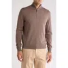Tom Baine Solid Quarter Zip Pullover In Brown